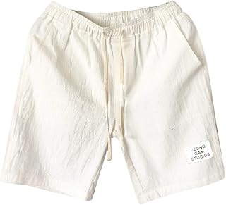 Running Shorts Men's Shorts Loose Size Shorts Fashion Flax Men's Drawstring Beach Large Summer Belt Casual Men's Trousers Boxer Shorts Men's Beach Shorts