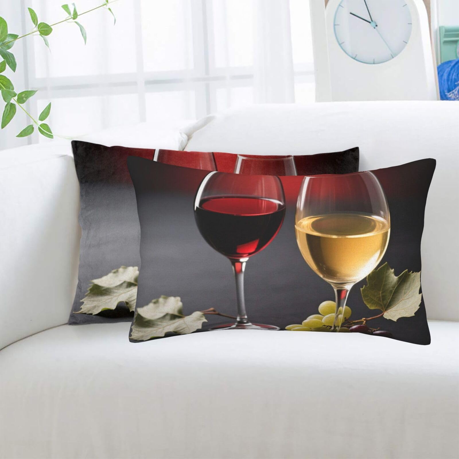 2 Pack Standard Pillowcases Sets, Ultra Soft Comfort Microfiber Plush Pillow Cases Wine Glasses Decorative Throw Pillow Cover with Hidden Zipper for Bedroom, Sofa, Couch,14"X20"