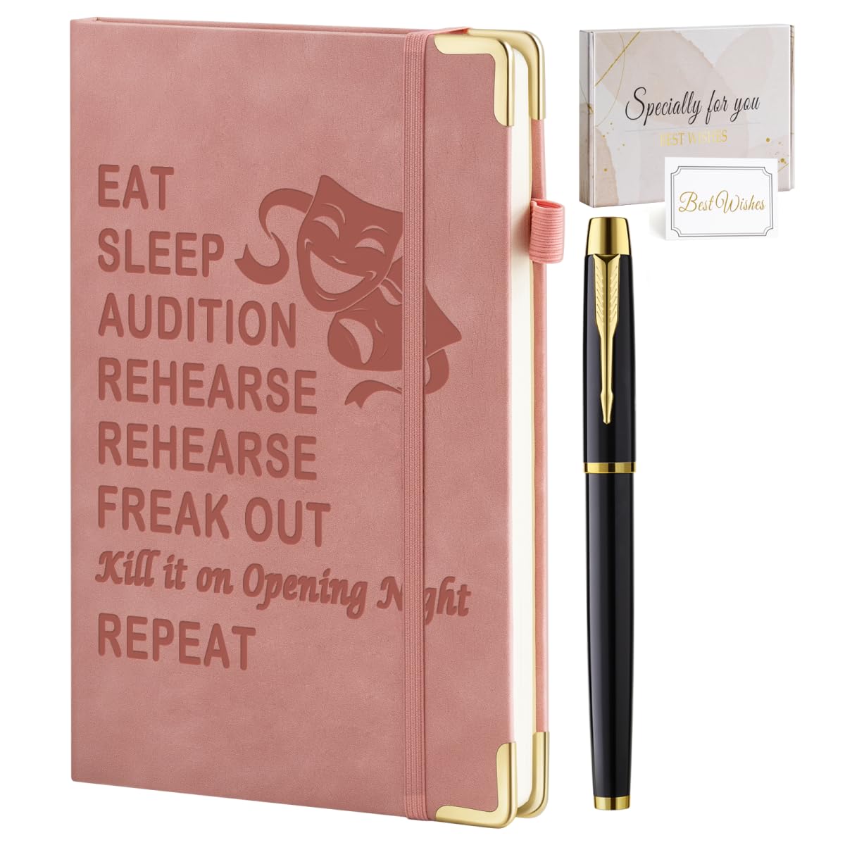 Theatergeschenke, Broadway-Geschenke, Leder-Tagebuch, Notizbuch, 200 Seiten, A5, liniert, mit Innentasche und Stift, Musiktheater, Geschenke, Theaterregisseur, Schauspielerin, Darstellerin