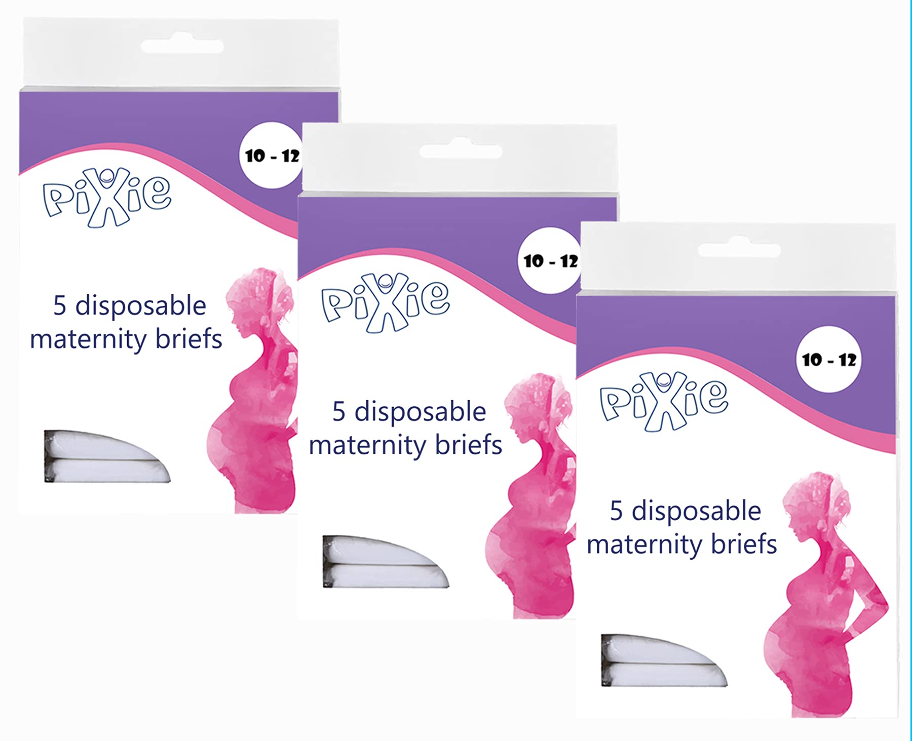 Pixie Disposable Maternity Brief 5Pcs (Size 10 12), Pack Of 3, White