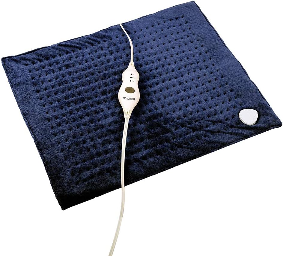 MIBEST XXXL Heating Pad with Fast-Heating Technology - 3 Temperature Settings Heat Pad with LED Indicators - XXX Large Charcoal Navy Pad (20” x 24”)