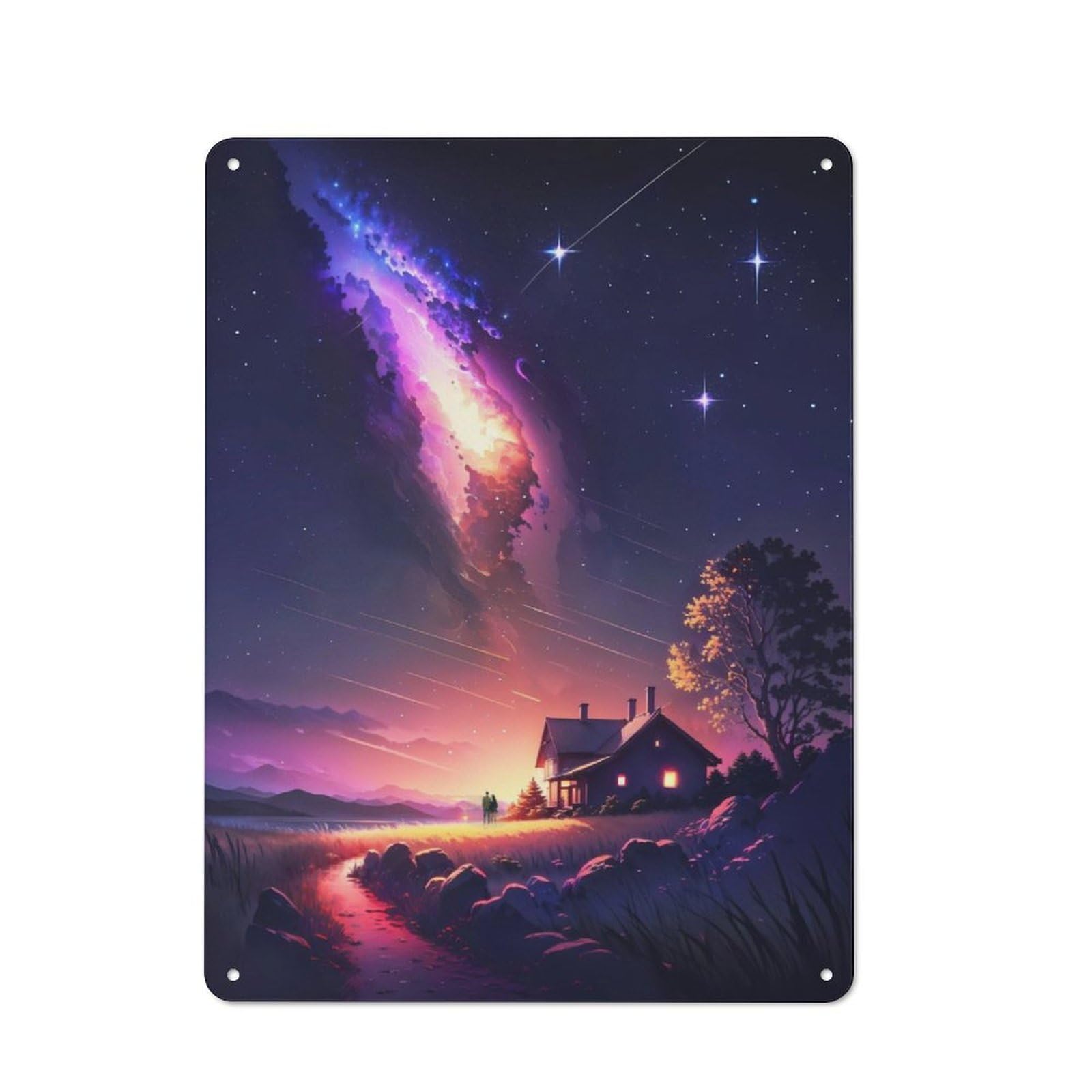 Junmoney Sunset Stardust Retreat Metal Plaque 40X30cm With For Pub Or Café, Rustic Decor, For Garage, Workshop And Man Cave Decoration