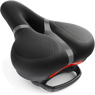 MXMXK Wide Comfort Bike Saddle for Men Women - Memory Foam Padded Cushion for Peloton, Mountain, City & Indoor Exercise Bikes