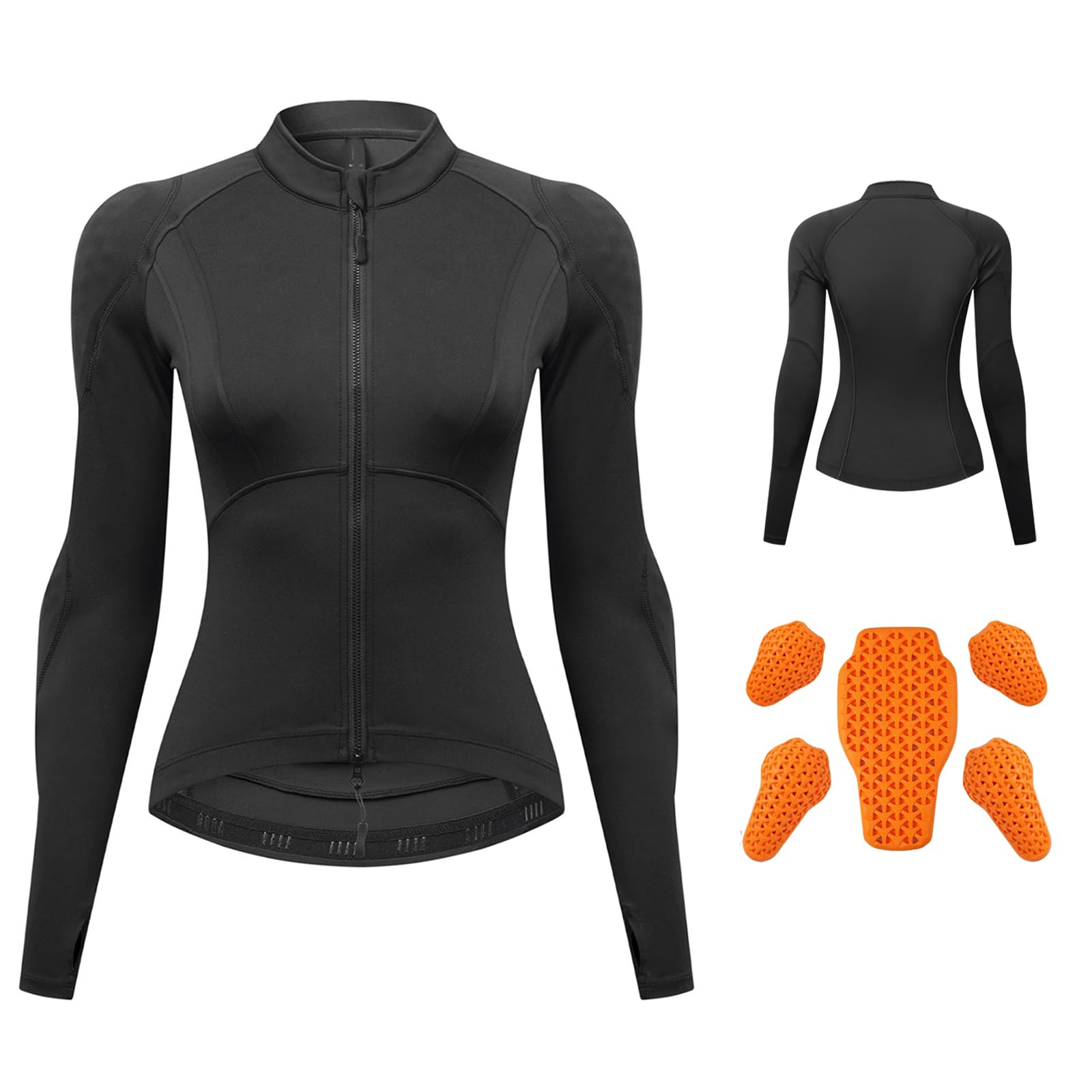 Giacca Moto Estiva Donna con Protezioni CE Rimovibili, Top Ibrido Palestra Fitness Riflettente Equipaggiamento Protettivo Camicia Snellente Traspirante per Pendolare Urbano Sport