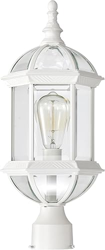 Farol grande de pared Boxwood Nuvo Lighting con brazo hacia abajo y vidrio biselado transparente, 604974, 100.00watts, 120.00 volts