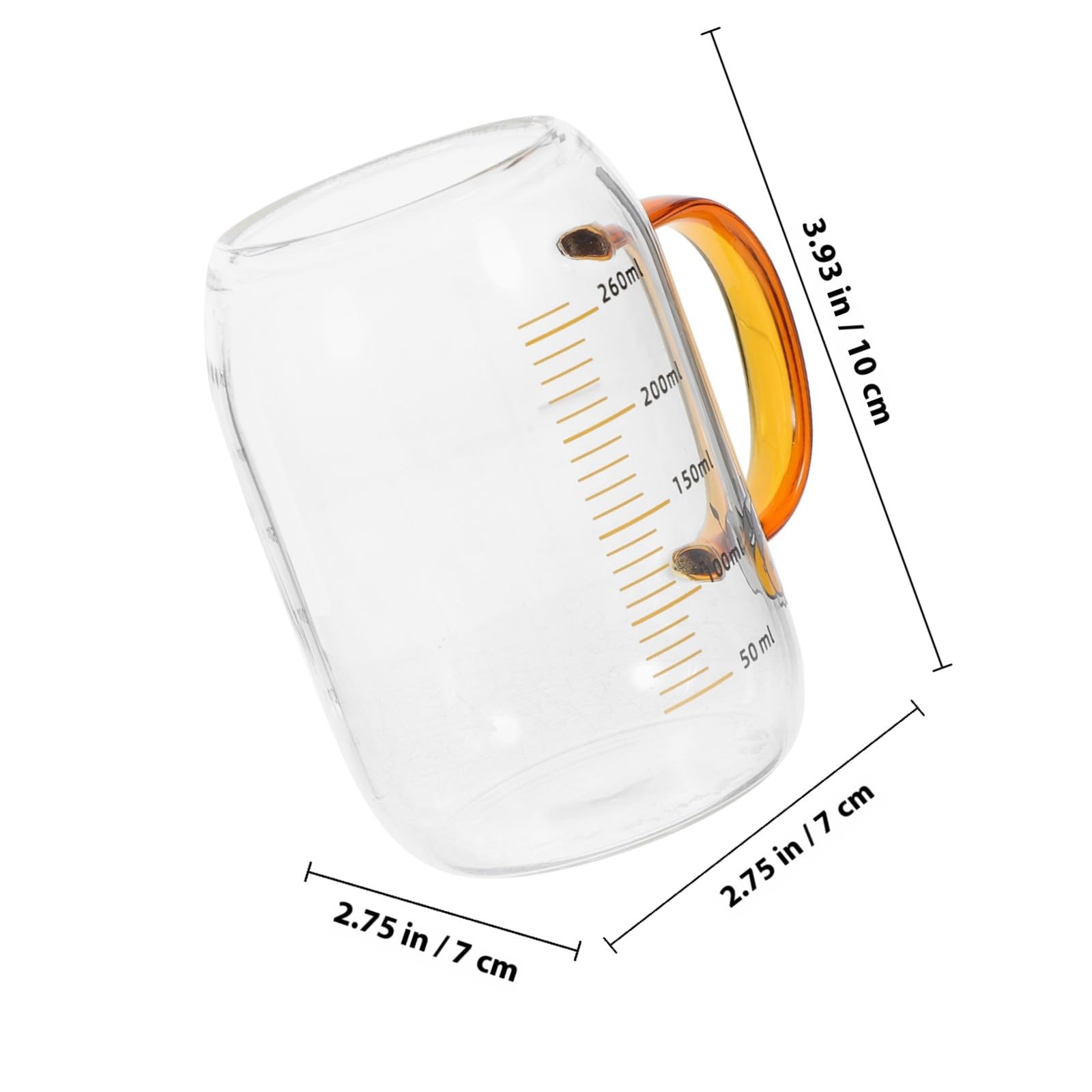 Taza de Leche a Escala 260ml de Vidrio Azul Mango, 2 Piezas