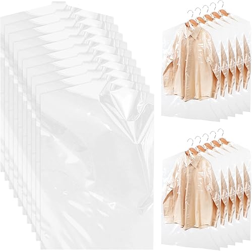 Fundas de plástico transparente para ropa, paquete de 150 bolsas para colgar ropa, bolsas de ropa de limpieza en seco para almacenamiento en el