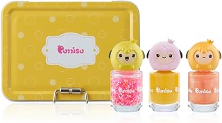 Puttisu 3-Color Nail Art kit non-toxic water-based peel-off kids nail polish gift set (Custard Pie)