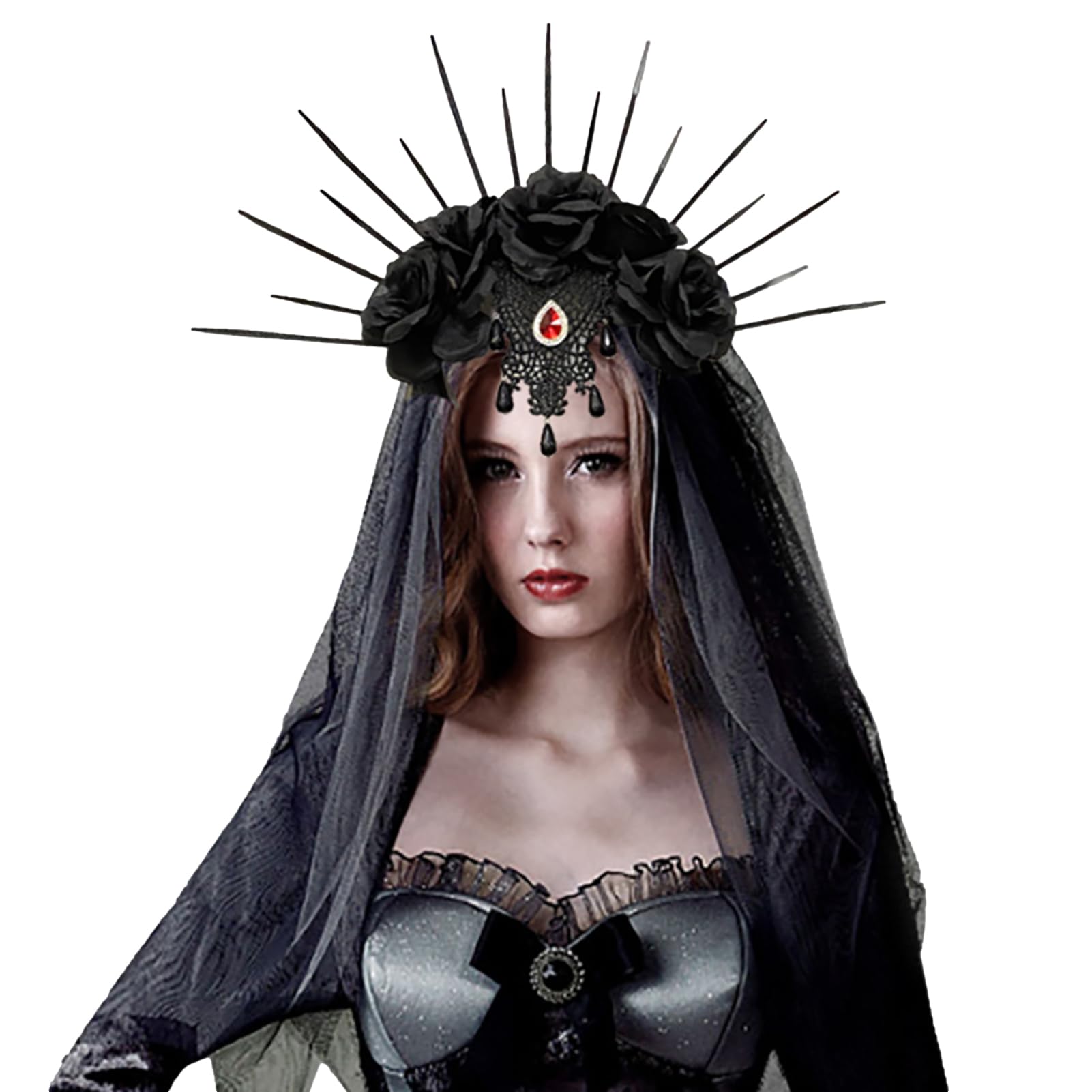 Gothic Brautschleier Aus Spitze - Schwarz, 1,3x1,4 M Für Halloween, Hochzeit, Kostümparty