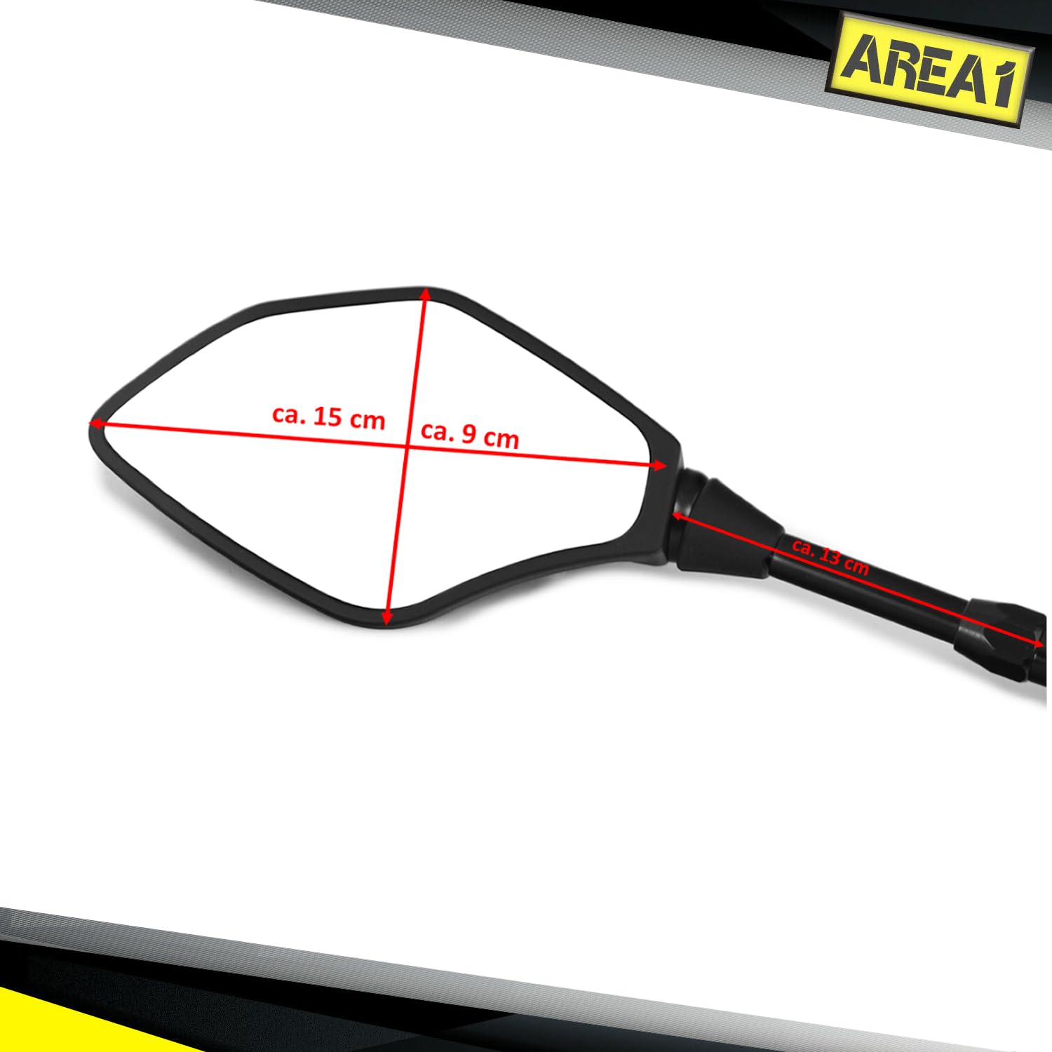 Area1 Espejo de motocicleta"LEDS", incluye intermitente, certificado E, soporte deportivo (27 – 52 mm) (LEDS)