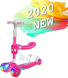 Scooters for Kids Scooters for Adults Adjustable Height Children Kick Scooter Lightweight Easy Folding 5cm Flashing Off-road Wheel 3 Steps Height Adjustment 61.5cm~78.5cm, Maximum Load-bearing 50kg Pu