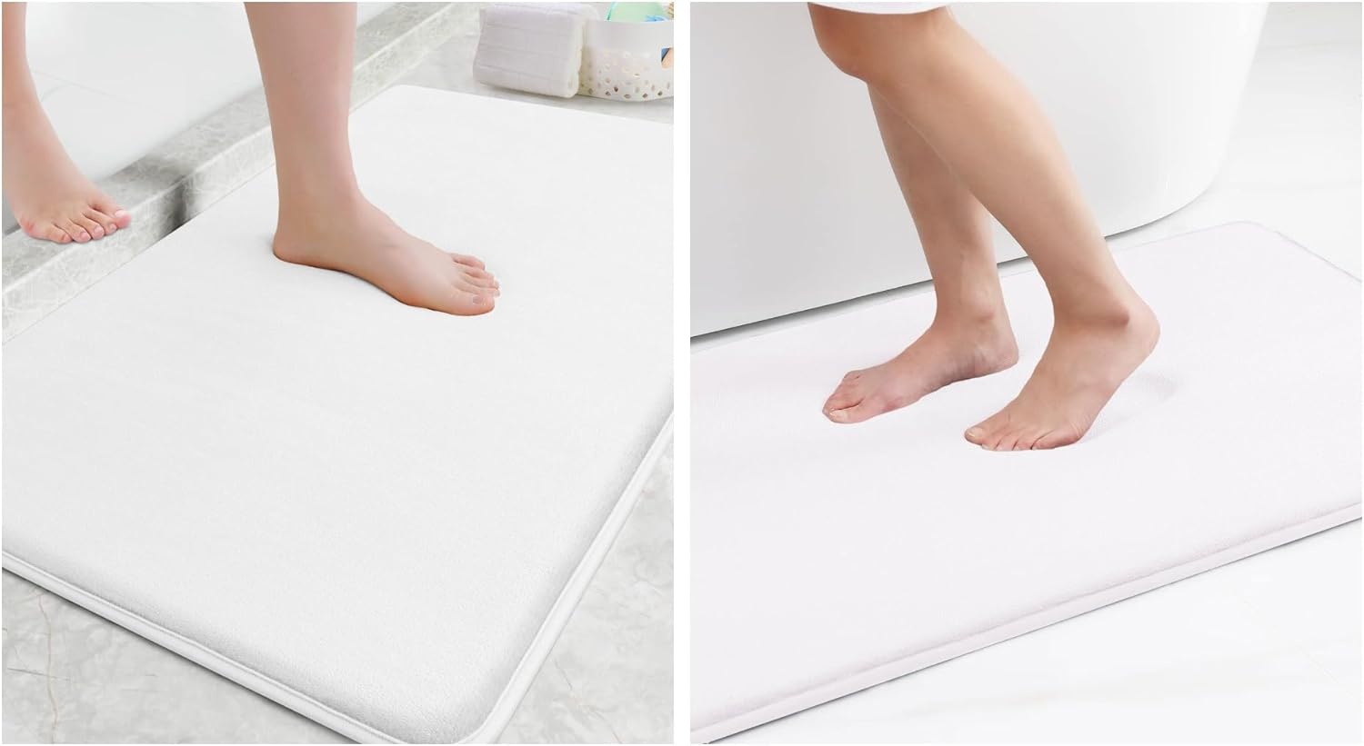 Smiry Memory Foam Bath Mat Set, 30''x 20'', 36" x 24", Super Soft Absorbent Bathroom Rugs Non Slip Bath Rug Runner for Bathroom Floors (White)