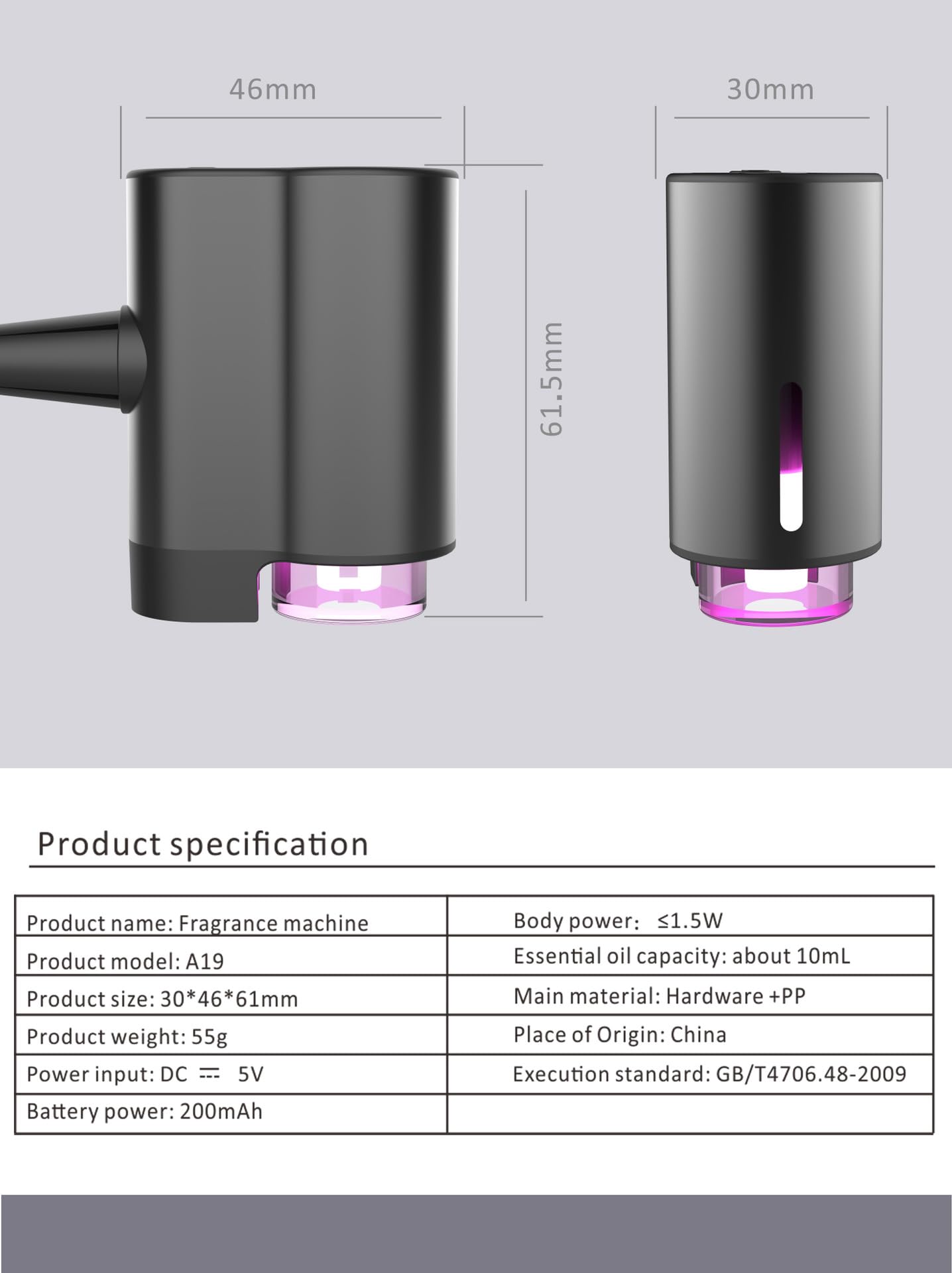 Inteligentny Dyfuzor Olejków Eterycznych USB Nano Atomizacja Aromaterapia Samochodowy Nawilżacz z 3 Światłami