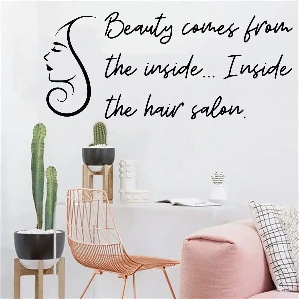 Vinyl Wall Decal Woman Hairdresser Hair Beauty Salon Quote Stickers Mural Salon Decal Barbershop Wall 64x28cm