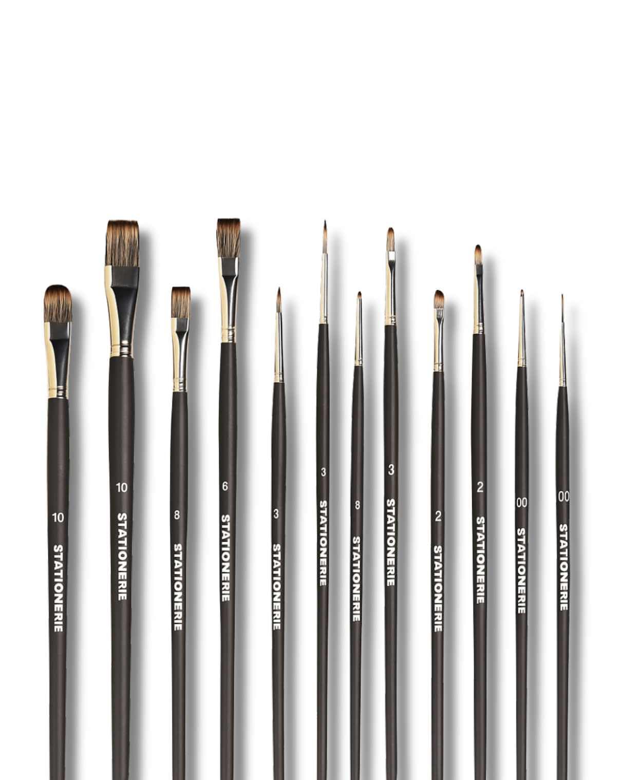 Stationerie Handmade Long Handle Painting Brush Set for Acrylic, Watercolor, & Gouache Painting with Brush Holder,Mix Set of 11