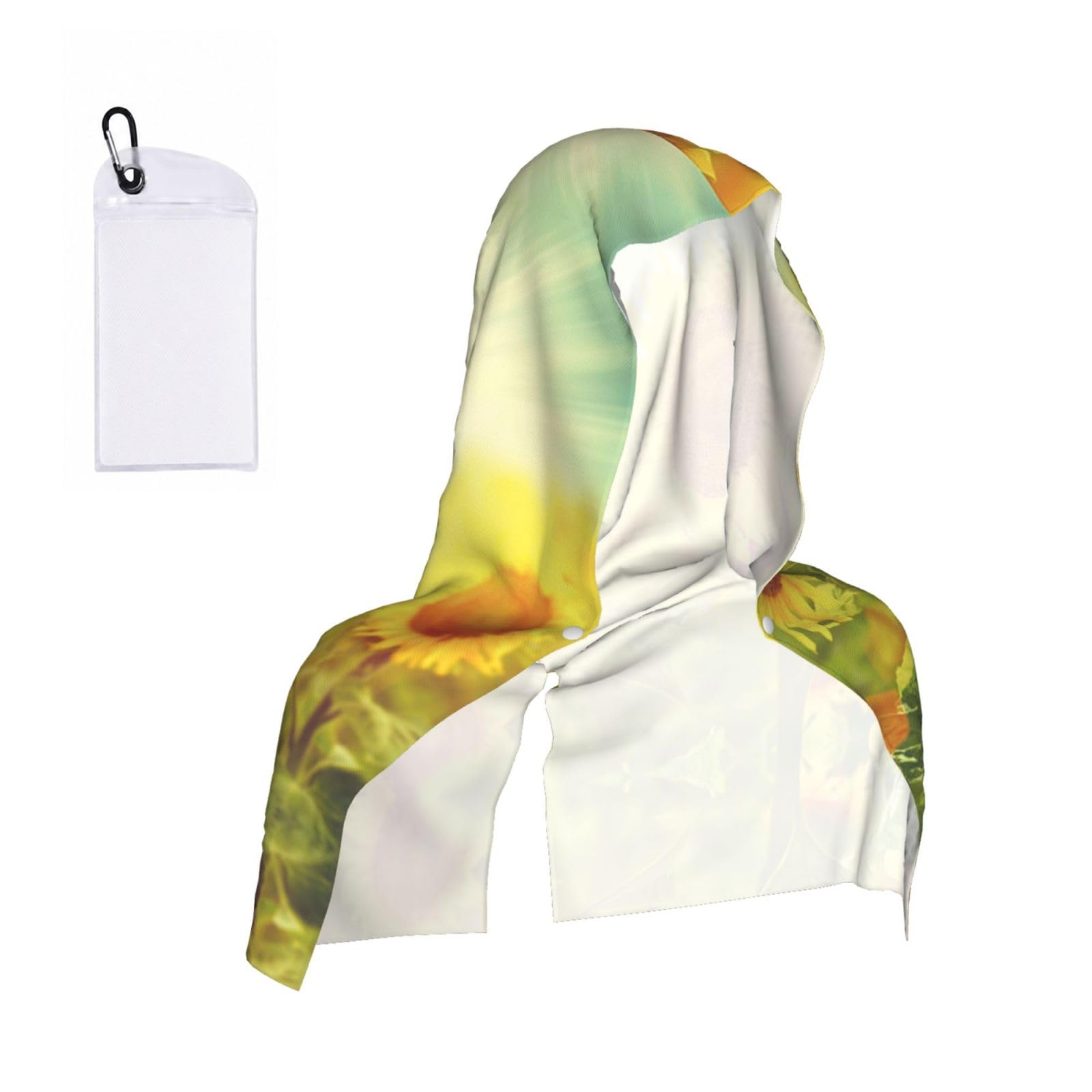 Sunflower Flowers Print Cooling Hoodie Towel, Cooling Towels For Neck And Face Sun Protection Instant Cool Hoodie(Sport/Camping/Work Out/Hot Weather)