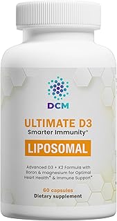 DCM Ultimate D3 Liposomal Vitamin D3 + K2 5000 IU with Boron & Magnesium - High Absorption Immune & Heart Health Support - 60 Capsules
