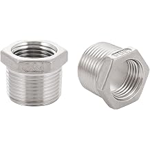 Stainless Steel Reducer Hex Bushing, 3/4" Male NPT to 1/4" Female NPT, Reducing Bushing Pipe Fitting 2 Pack