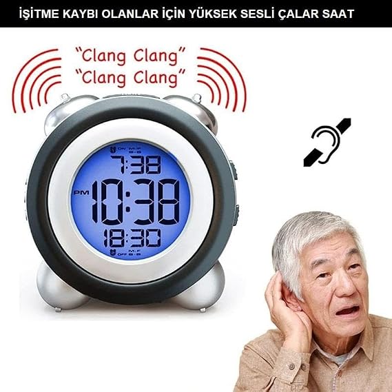 UpWay LED Light High Ringtone Digital Desk Clock Time Date Dual Alarm