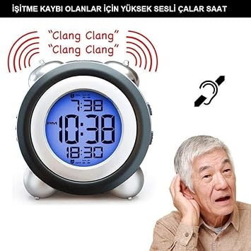 UpWay LED Light High Ringtone Digital Desk Clock Time Date Dual Alarm
