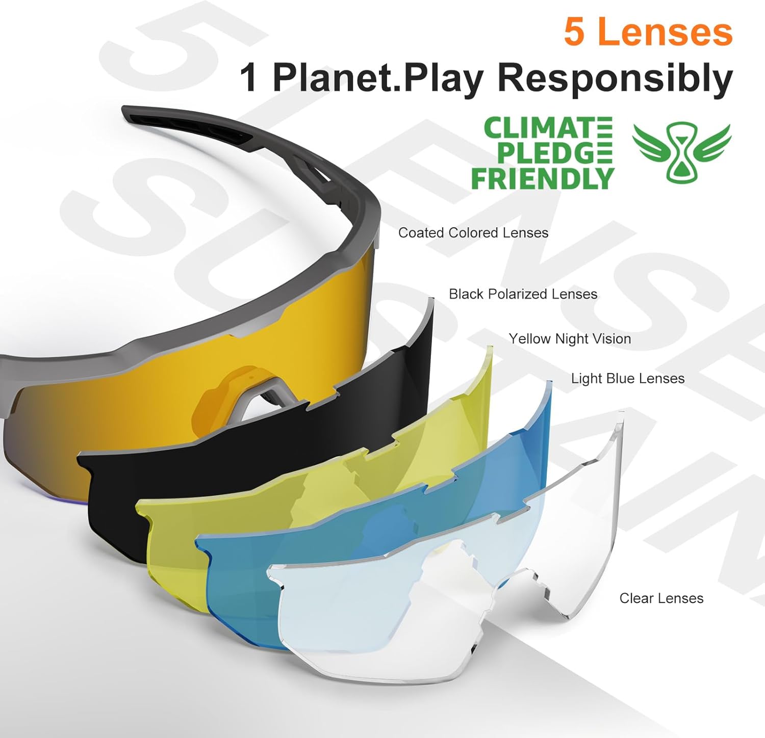 HAAYOT Polarized Sports Sunglasses for Men Women Youth Baseball Cycling Running Softball Biking Glasses 5 Lenses - Image 2