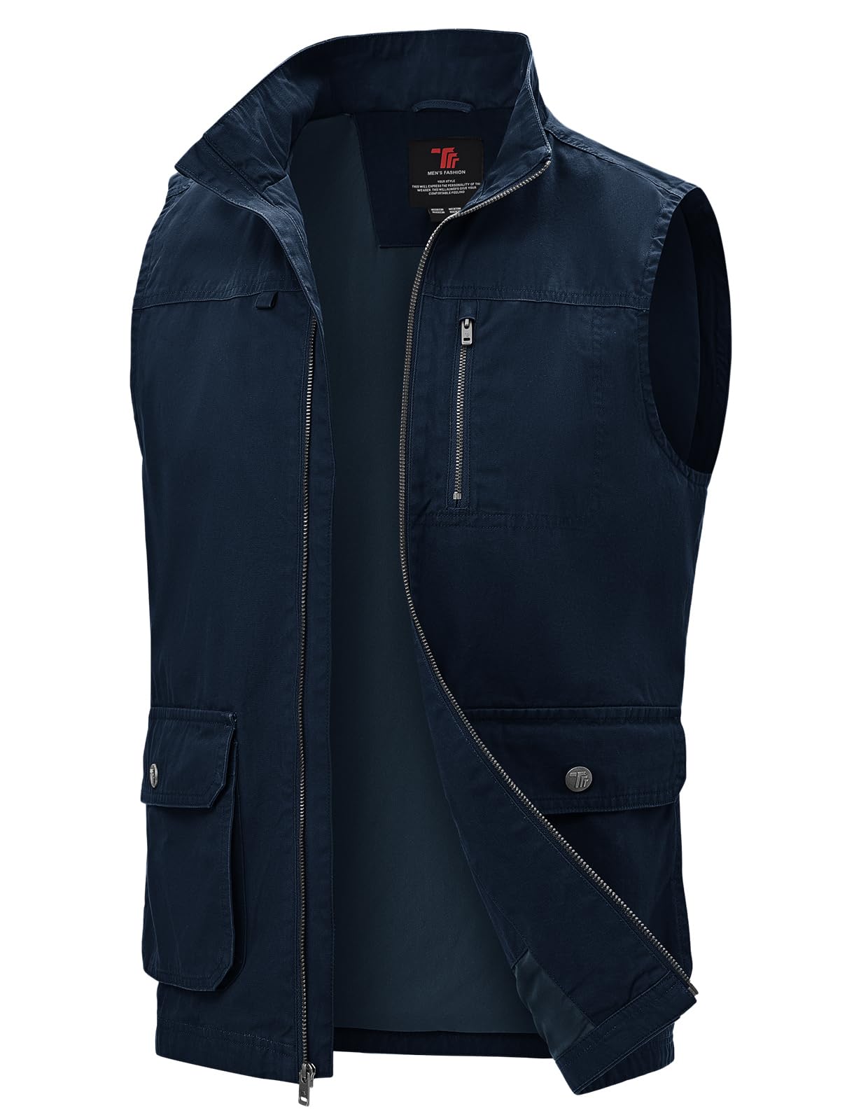 TBMPOY Men's Lightweight Vest Cotton Stylish Sleeveless Travel Casual Work Canvas Outerwear Utility Jacket Fishing Hiking