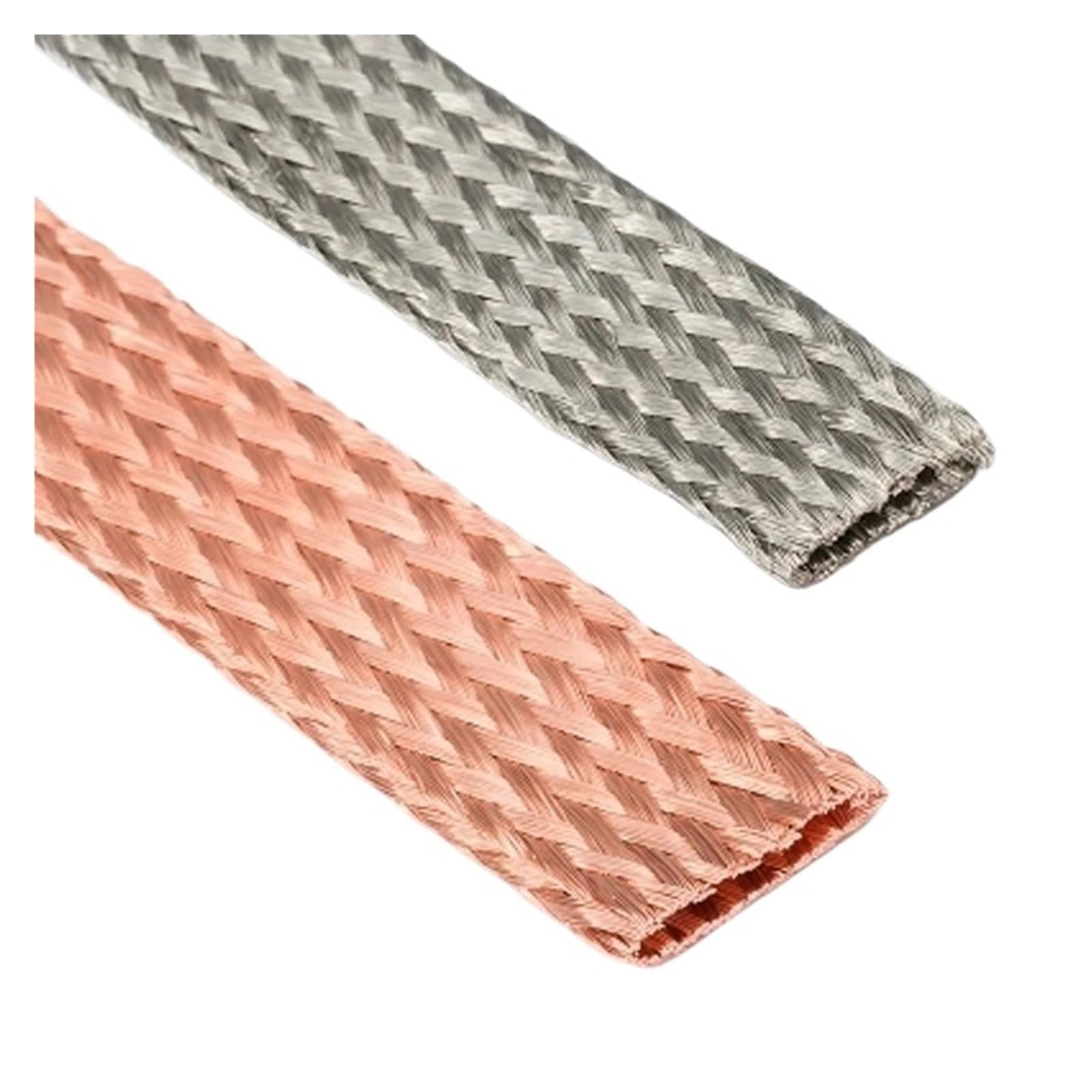 Płaski miedziany pleciony kabel ekranowany 2 mm do 10 mm miedziany kabel z plecioną obudową przeciwzakłóceniową do zasilania, dźwięku i głośników z metalową obudową. (czysta miedź, 8 mm)