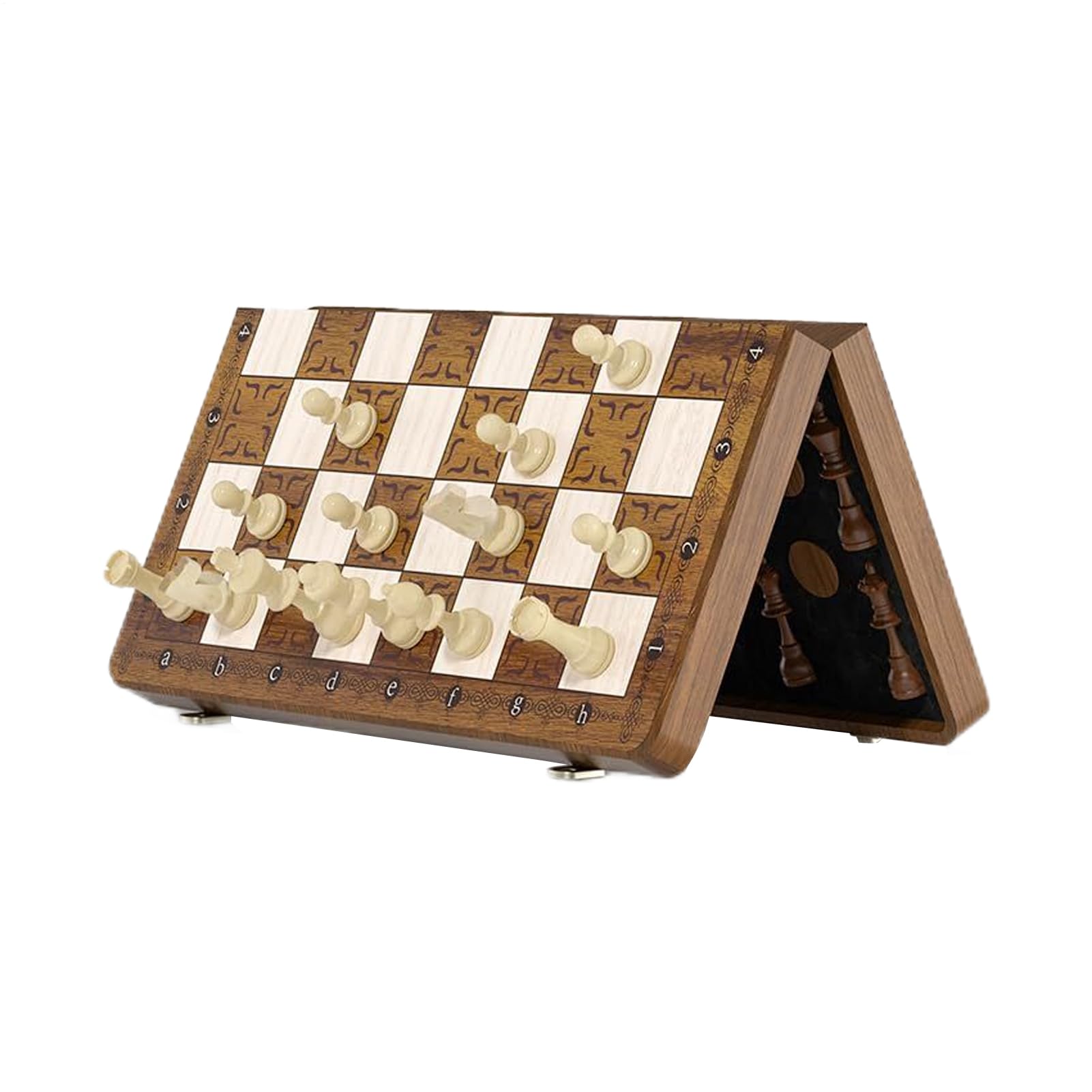 Schachbrett Mit Faltdesign Magnetisches Holz Schach Und Dame Spielset | Interaktives Spielzeug Für Outdoor Party Park Zuhause Autoreise Wohnzimmertisch Wartezimmer Familienabend