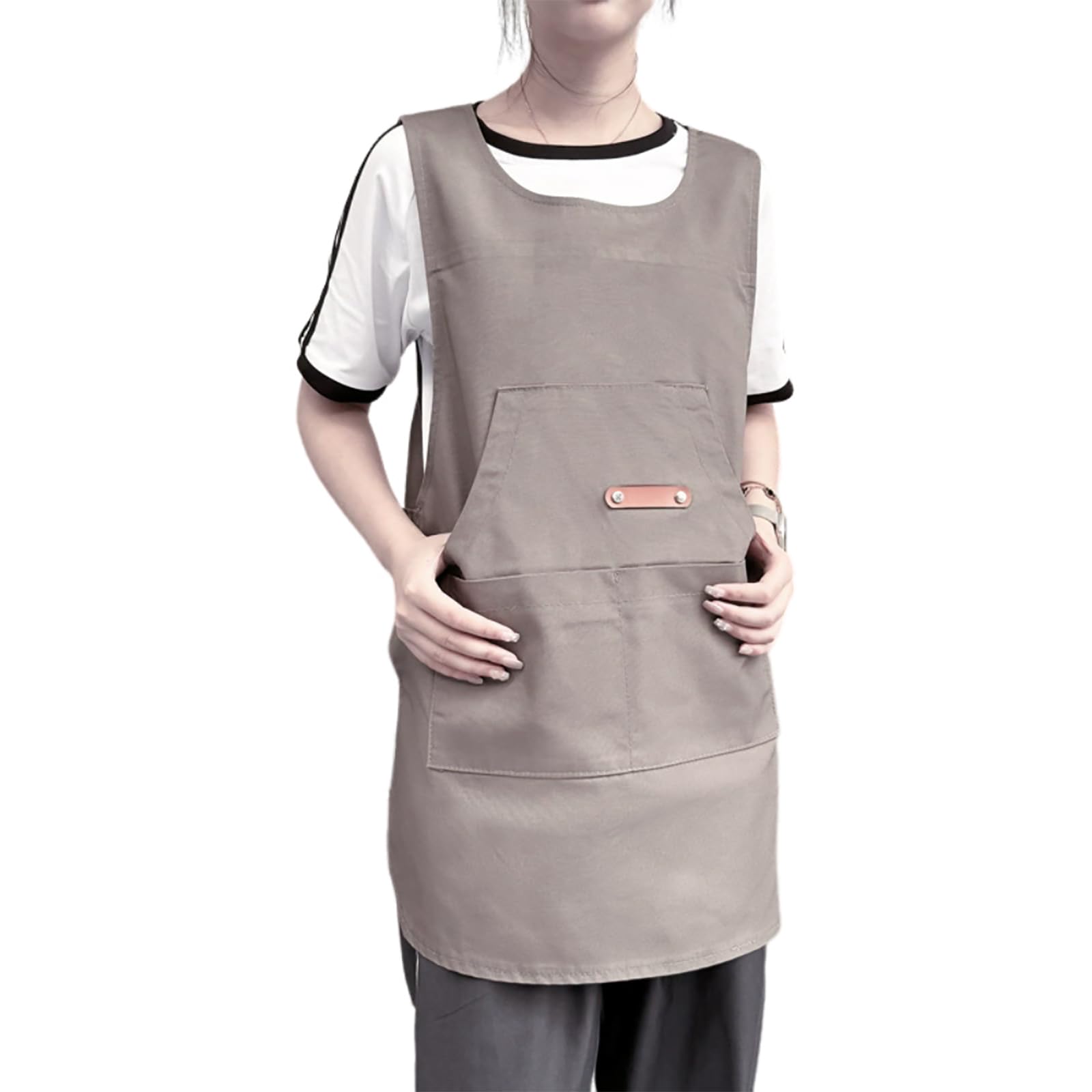 Grembiule da cucina da uomo e donna, in cotone, con tasca, per giardino, ristorante, bar, pittura