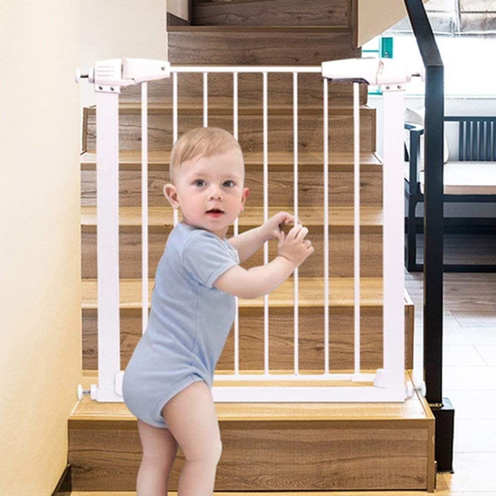 Barrière de sécurité escalier et porte en métal blanc extensible 142-148cm