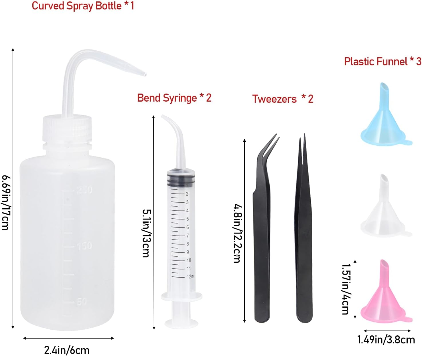 8 Pack Snow Globe Tumbler DIY Kit - Includes Plastic Squeeze Bottle, Small Funnel, Tweezers, and Bent Syringe for Creative Cup Making