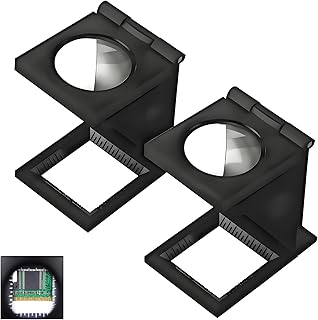2 peças Lupa conta-fios 10x, dobrável com metal de alta precisão, lupa de numismática e conta-fios para jóias, tecidos, relógios, Jewelers Magnifying Glass compacto e portátil