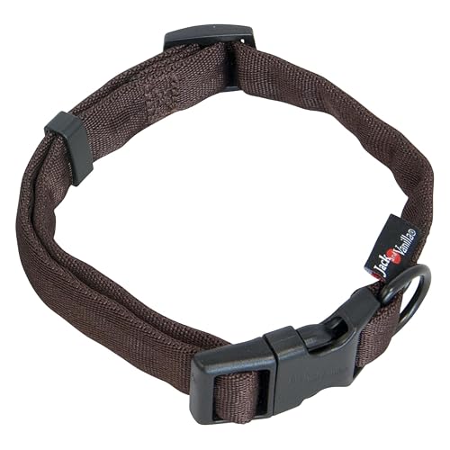 JACK AND VANILLA, Collar para Perro, Modelo Comfort Tube Nylon, Color Marrón, Tamaño 12 mm x 16-24 cm