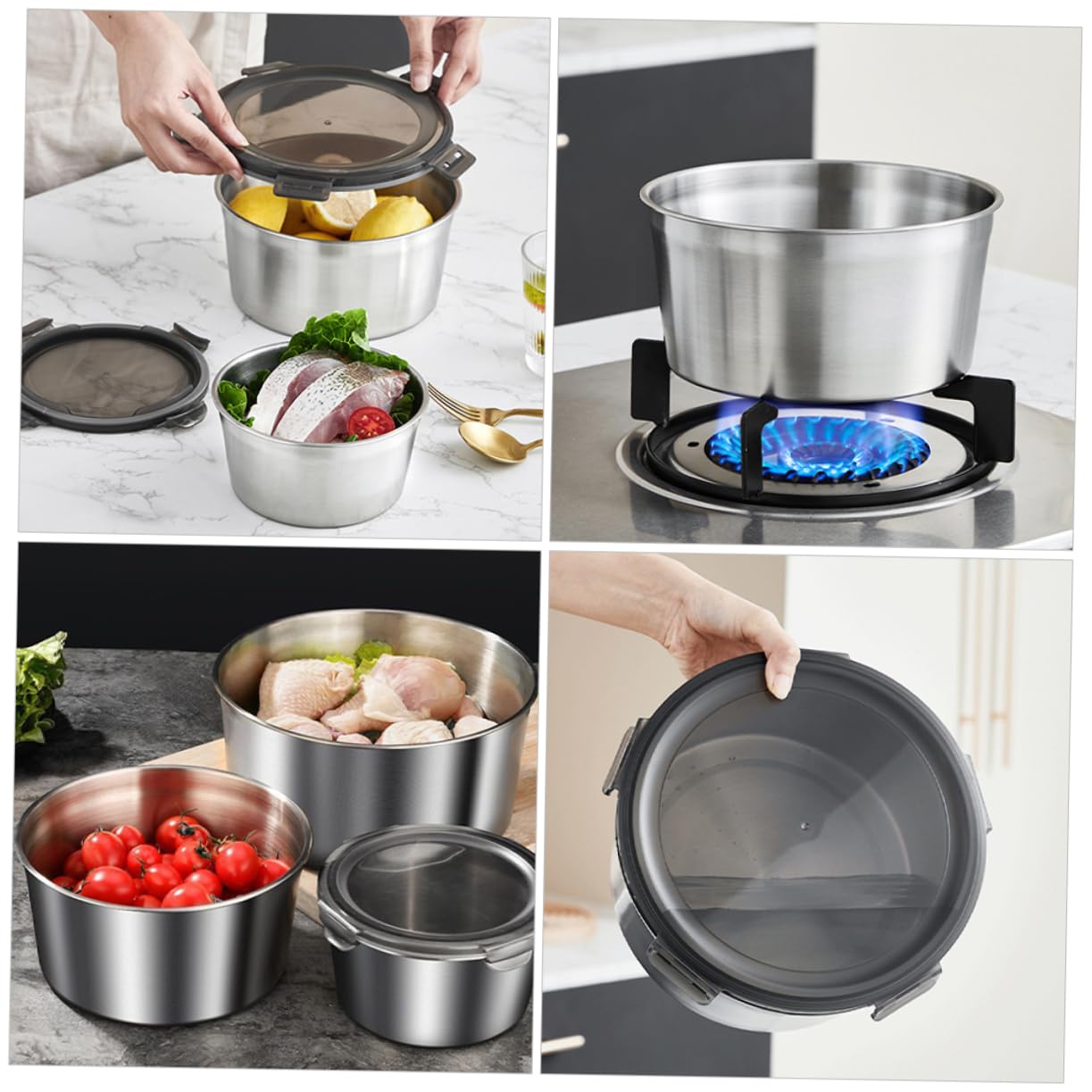 ABOOFAN Eleganti Contenitori Ermetici Per Alimenti in Acciaio Inossidabile Con Coperchi Contenitori Sigillati Per Chicchi Di Caffè Tè E Snack