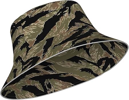 Tiger Stripe Camo Reversible Double-Side-Wear Bucket Hat for Men