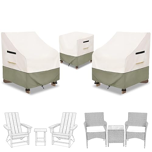 3 Pieces Adirondack Chair Sets Cover,600D Heavy Duty Waterproof Outdoor