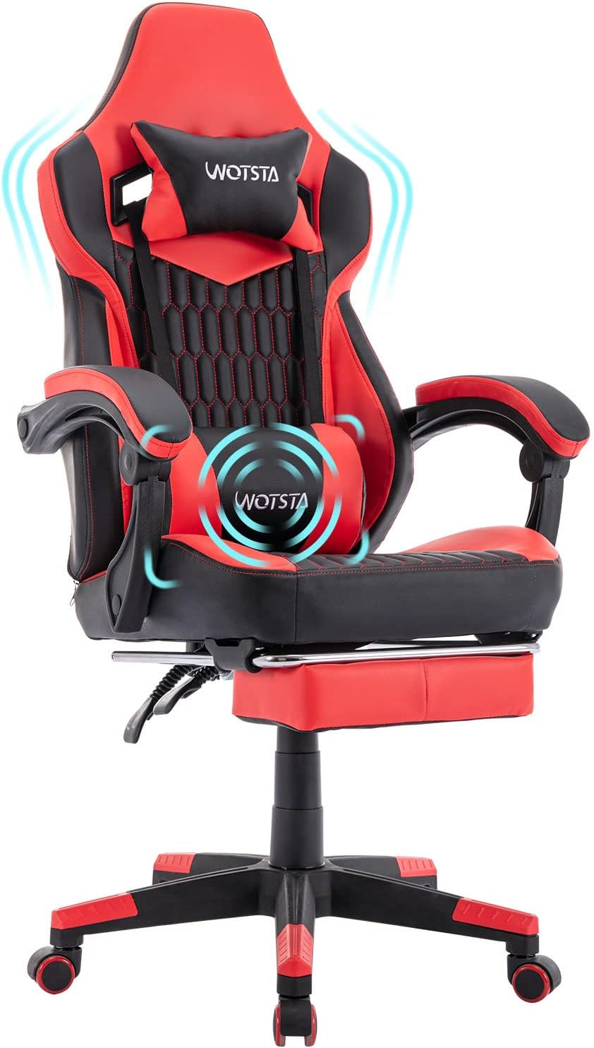 WOTSTA Gaming Chair with Footrest,High Back Gamer Chair with Massage