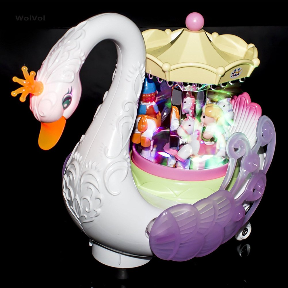Amazon | ウンチョン 屋内遊具 メリーゴーランド 白鳥 玩具