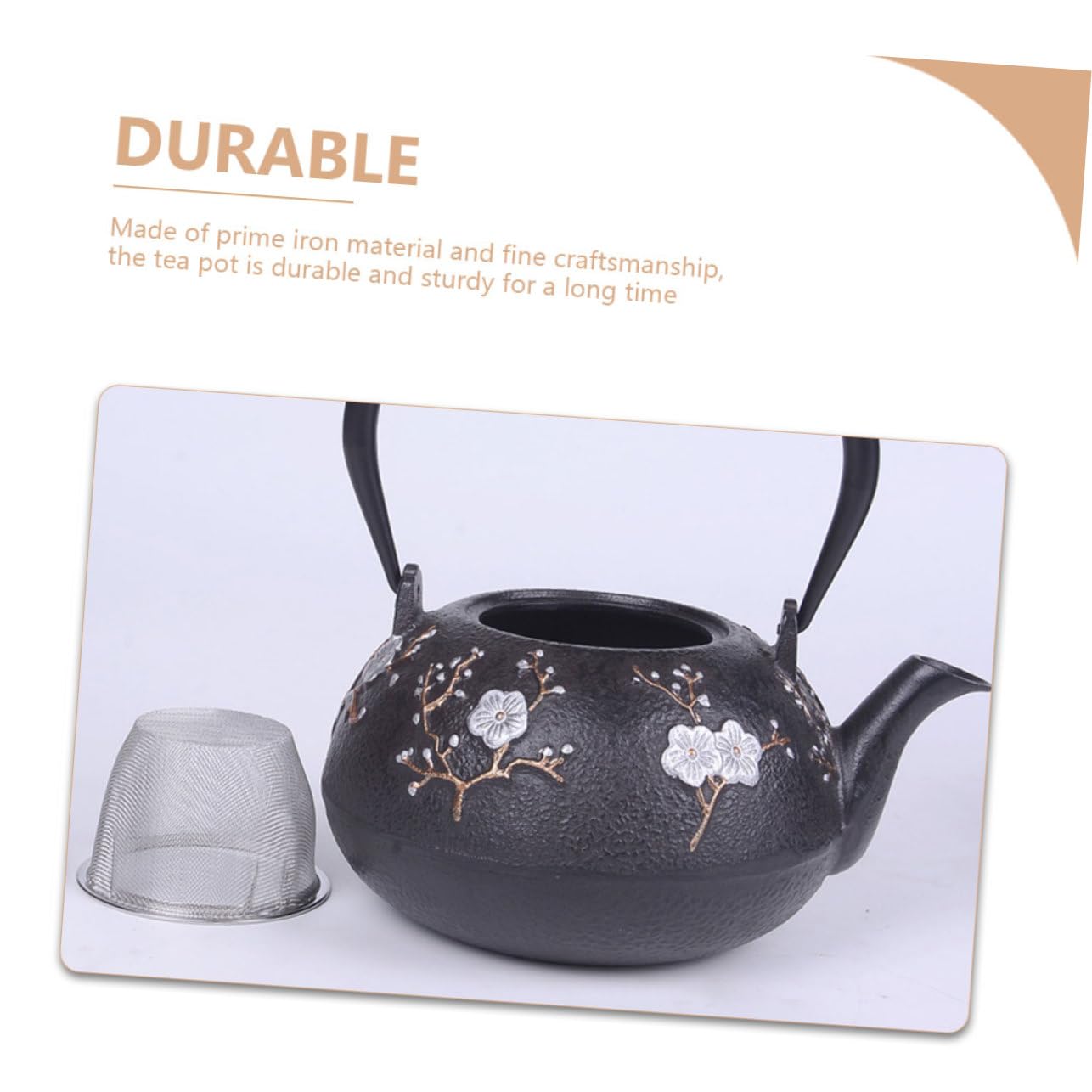 PRETYZOOM Tetera de Hierro Fundido Tetsubin Pequeña 800 Ml Hierro Fundido Resistente Infusor Integrado para Té Hojas Sueltas Hogar y Oficina Diseño Retro para Salón de Té