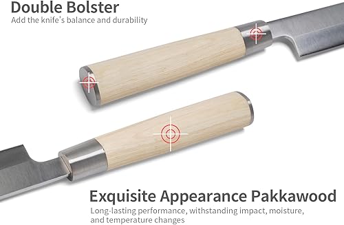 Miniatura 7 de Hollory Sashimi - Cuchillo de sushi japonés de 9.5 pulgadas, cuchillo de corte Yanagiba japonés, súper afilado, profesional, de acero inoxidable de