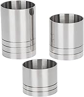 Vista 4 de Juego de 3 tazas medidoras de acero inoxidable para cóctel, color plateado (0.8 fl oz+1.2 fl oz+1.7 fl oz)