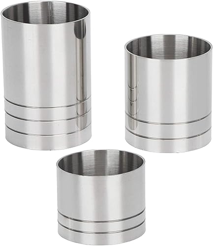 Miniatura 4 de Juego de 3 tazas medidoras de acero inoxidable para cóctel, color plateado (0.8 fl oz+1.2 fl oz+1.7 fl oz)