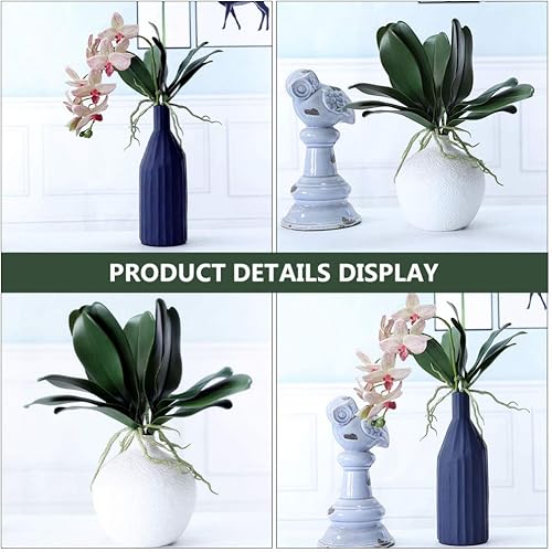 Miniatura 3 de VOSAREA Decoración del hogar, 2 piezas de hojas de orquídea artificiales, hojas de falaenopsis artificiales, ramas de vegetación de follaje