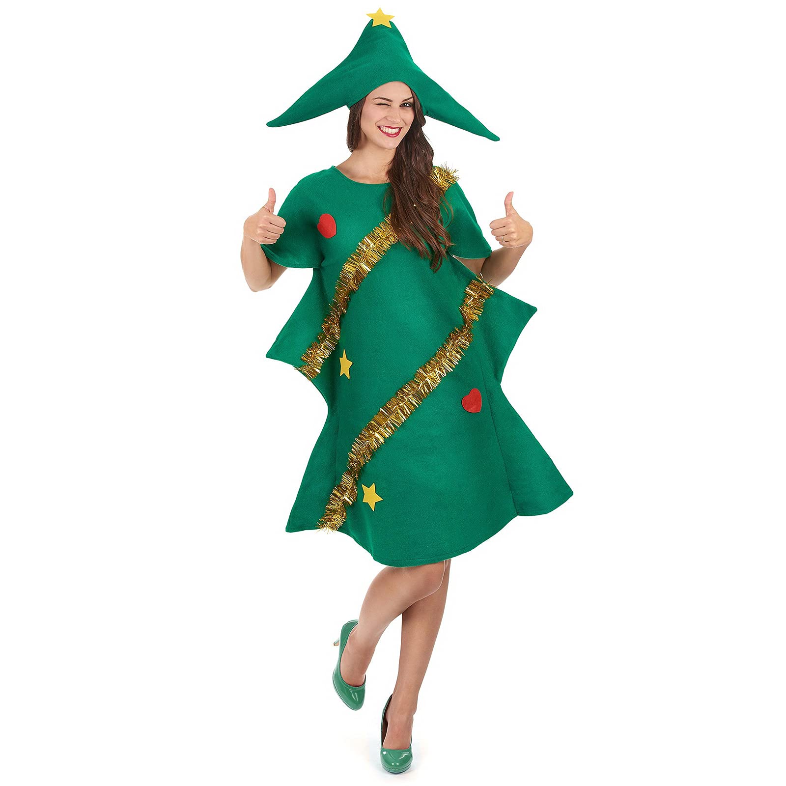 RTGSE Disfraz de árbol de Navidad para adultos y niños, disfraz divertido para el árbol de Navidad