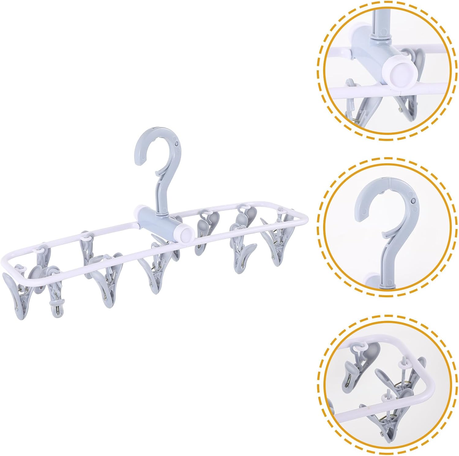 DOITOOL Plastic Foldable Laundry Drying Rack with 12 Clips, Blue