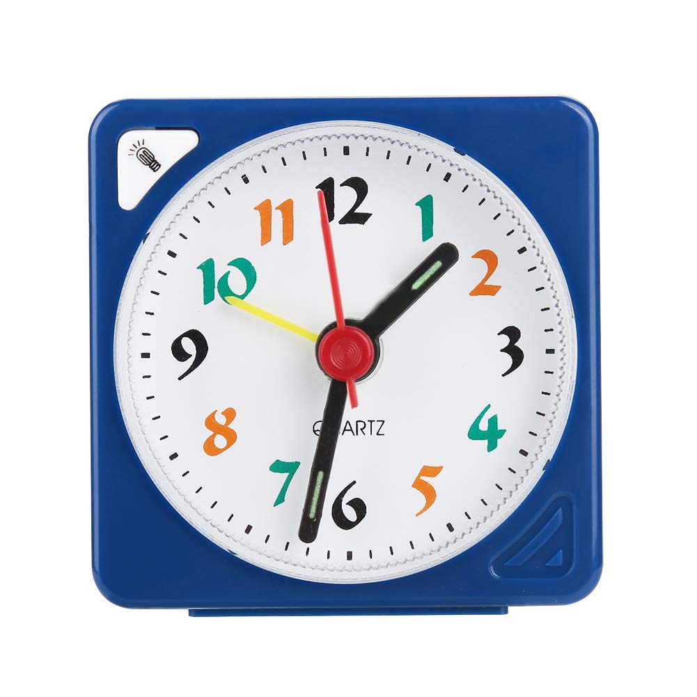 KIMISS Portable Mini Quartz Travel Alarm Clock with LED Light and Snooze Function Battery Operated Compact and Lightweight