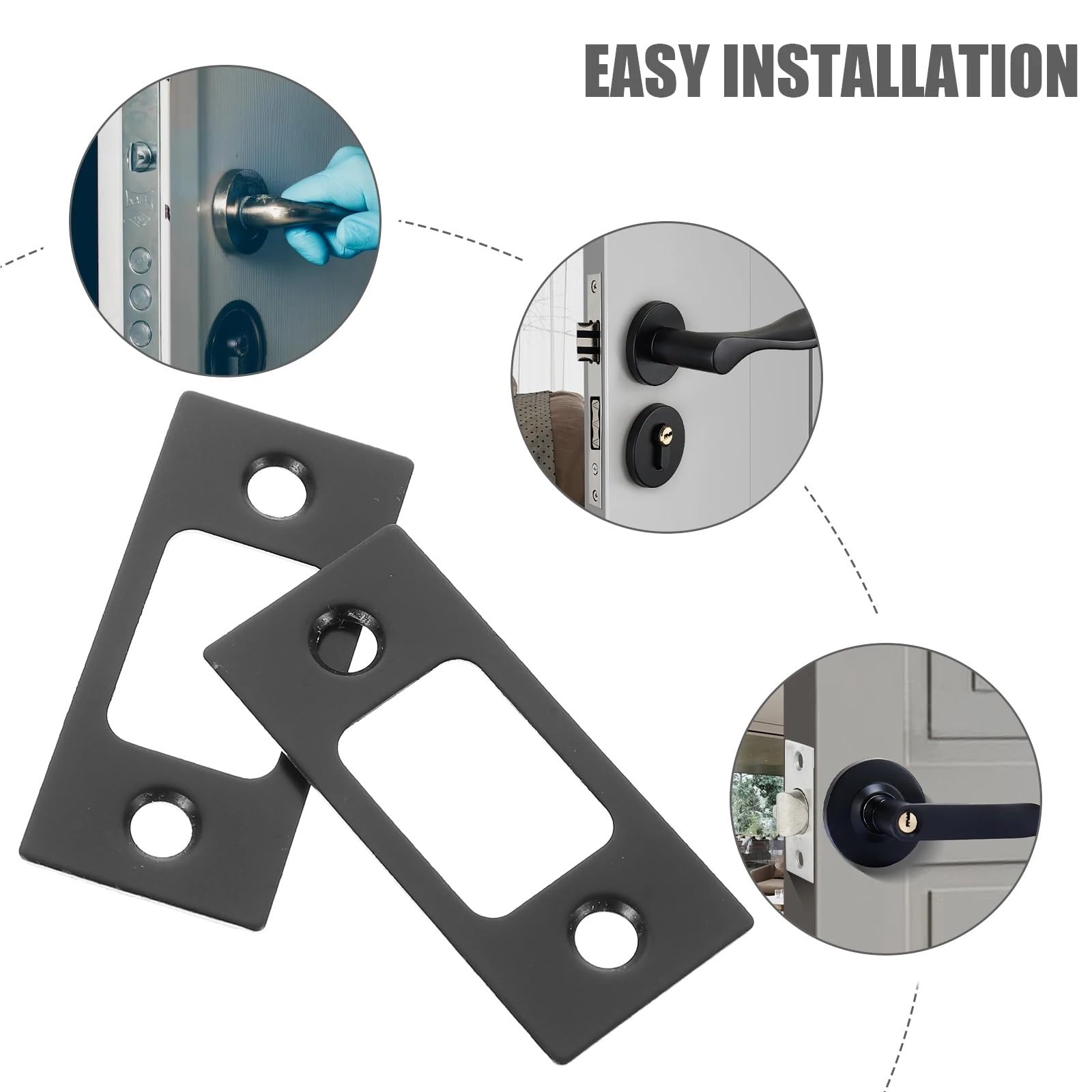 Lot de 20 gâches de porte en acier inoxydable noir