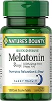 Vista 1 de Nature's Bounty Melatonina, Promueve la Relajación y el Sueño, Ayuda para Dormir 100% Libre de Medicamentos, 3 mg, 120 Comprimidos de Disolución