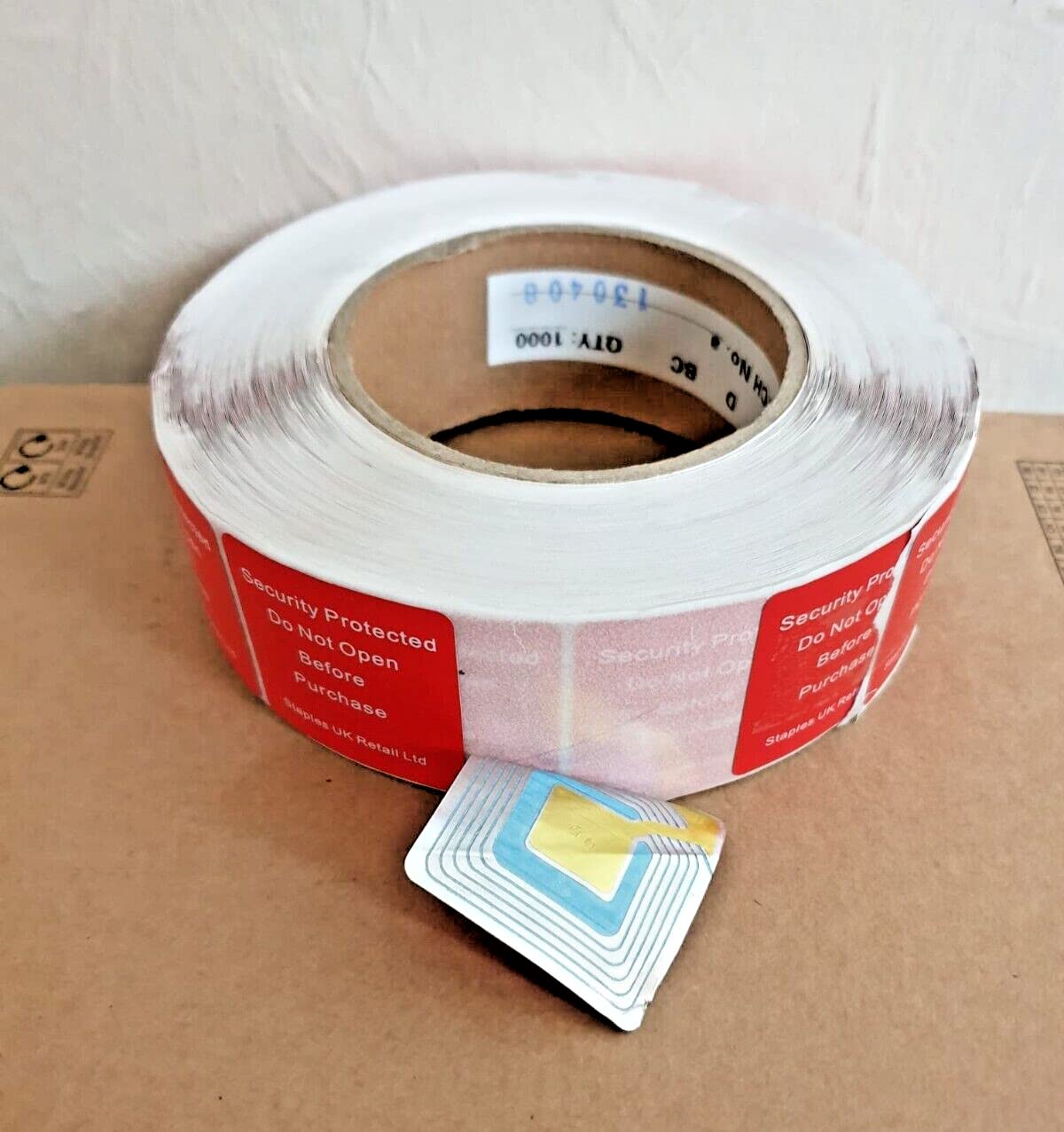 Security Protected Tag Label Sticker Retailer Shop Red Square 40 x 40mm (2000)