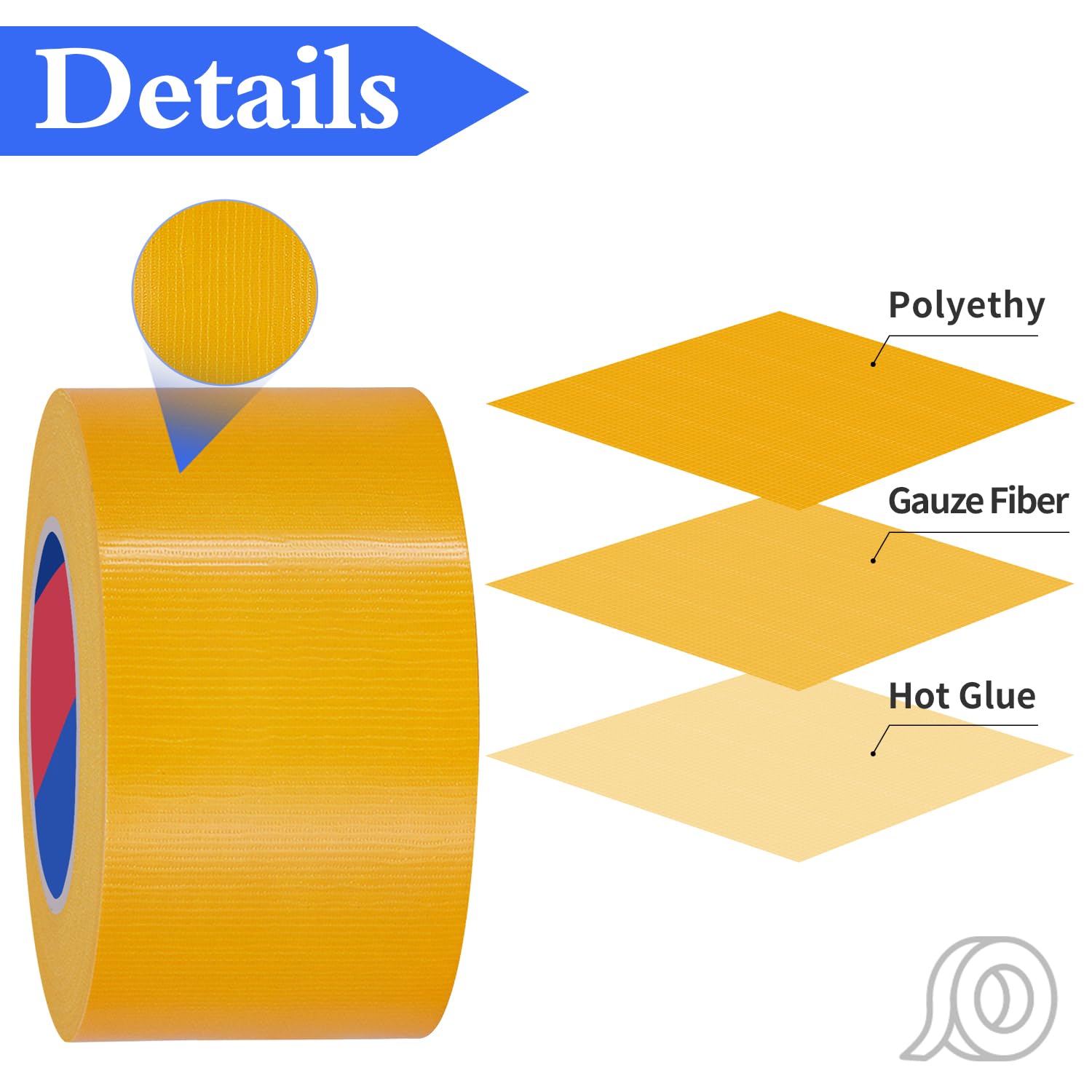 Duccinp Duct Tape 75 mm x 50 m Heavy Duty, No Residue, Tear by Hand & Waterproof Yellow Duct Tape - Image 3